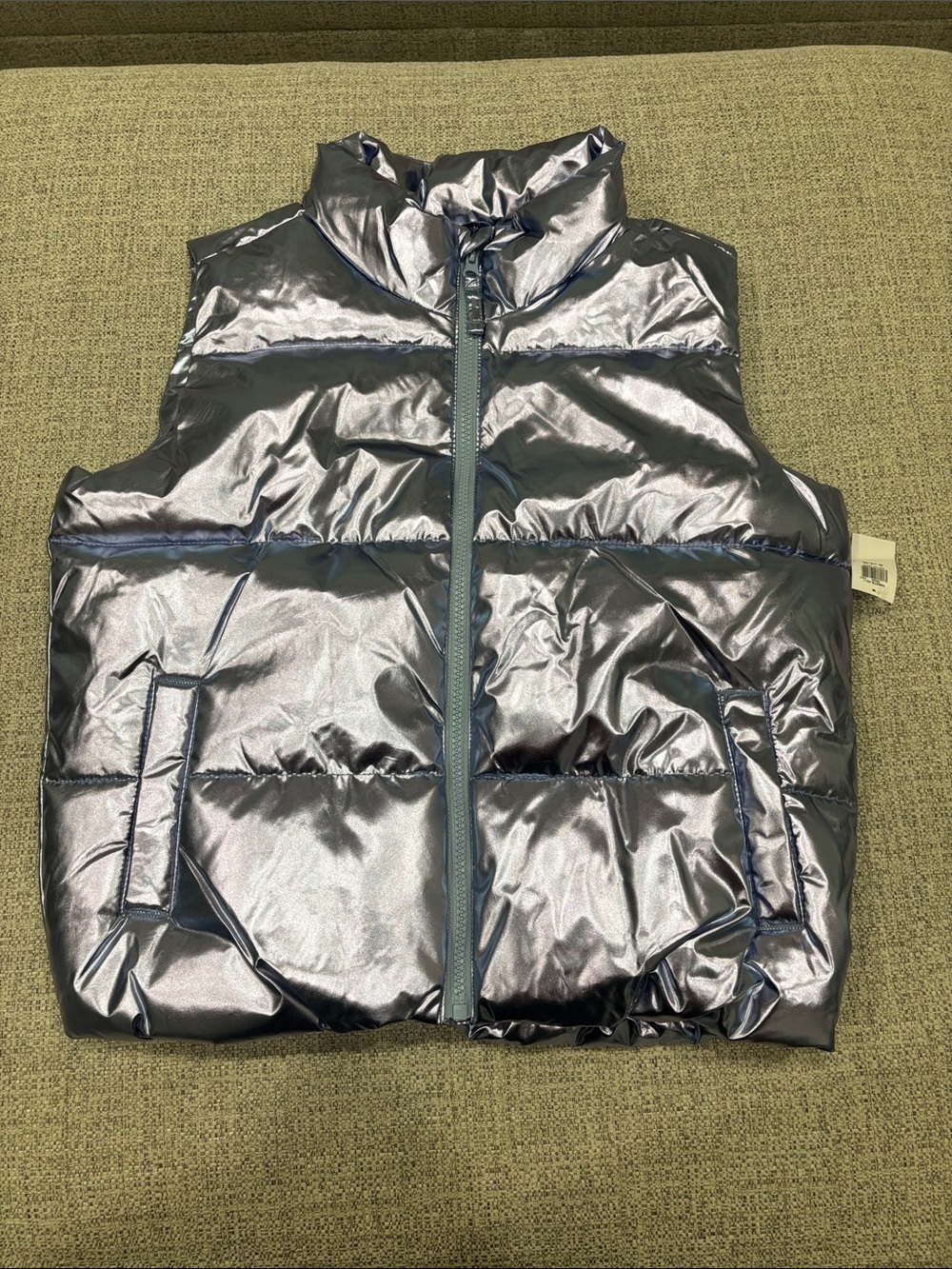 Old Navy Metallic Blue-Silver Kids Puffer Vest